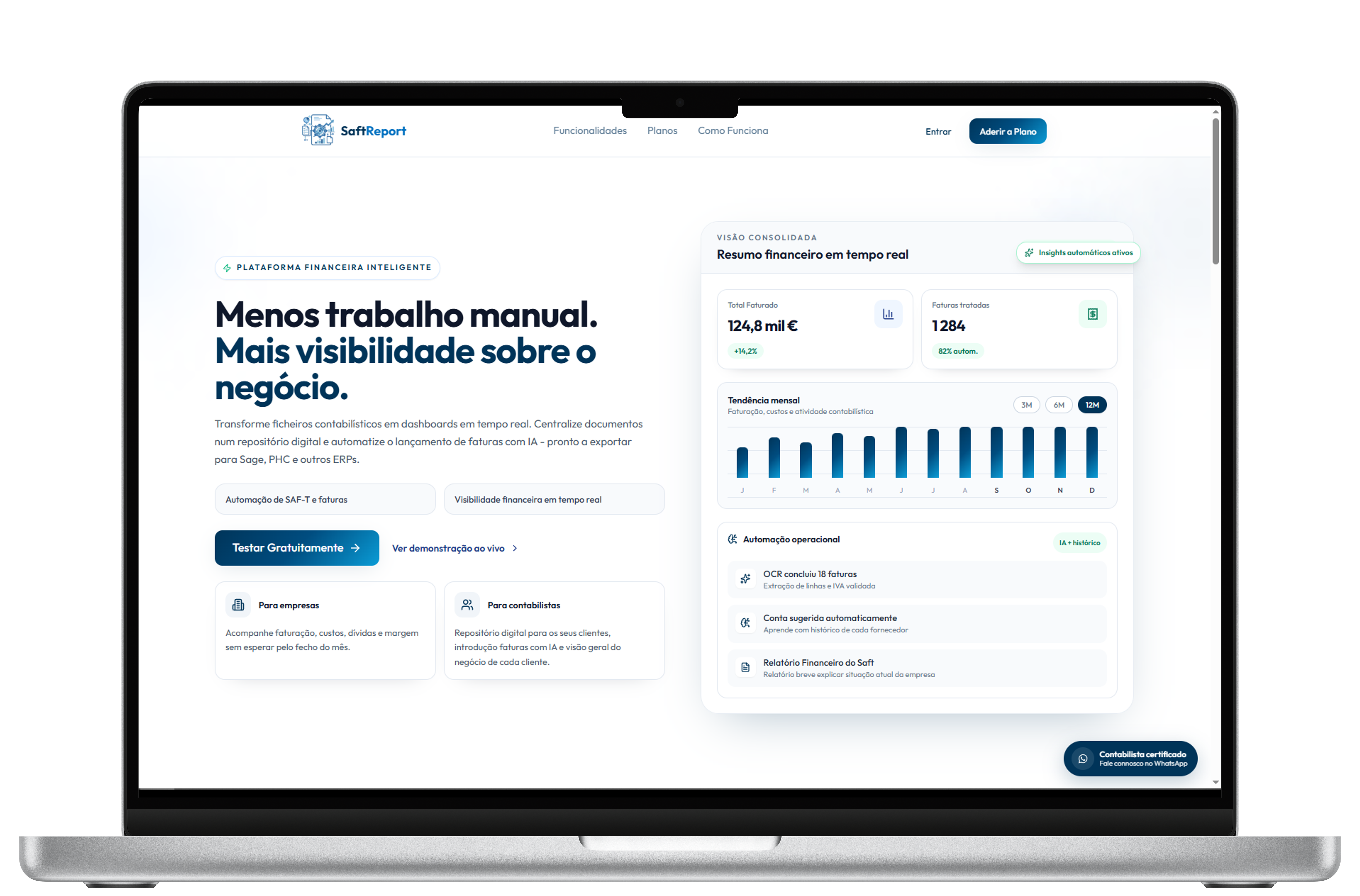 Homepage do SaftReport